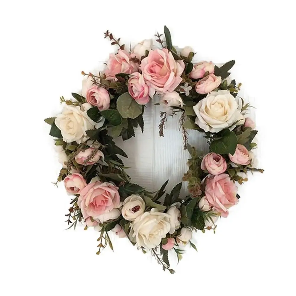 Hot Selling Artificial Wreaths Silk Peony Flowers Round Heart Simulation Garland For Wedding Party Decoration 12.8inch