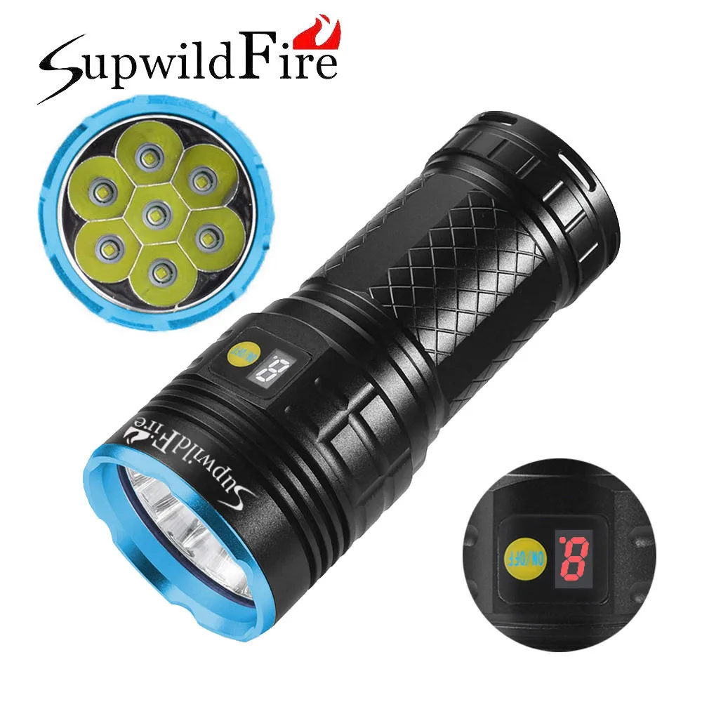 Синий ISHOWTIENDA SupwildFire 7 x XM-L T6 светодио дный Мощность цифровой Дисплей Охота фонарик с Перезаряжаемые Батарея для кемпинга# G30 - Испускаемый цвет: Синий