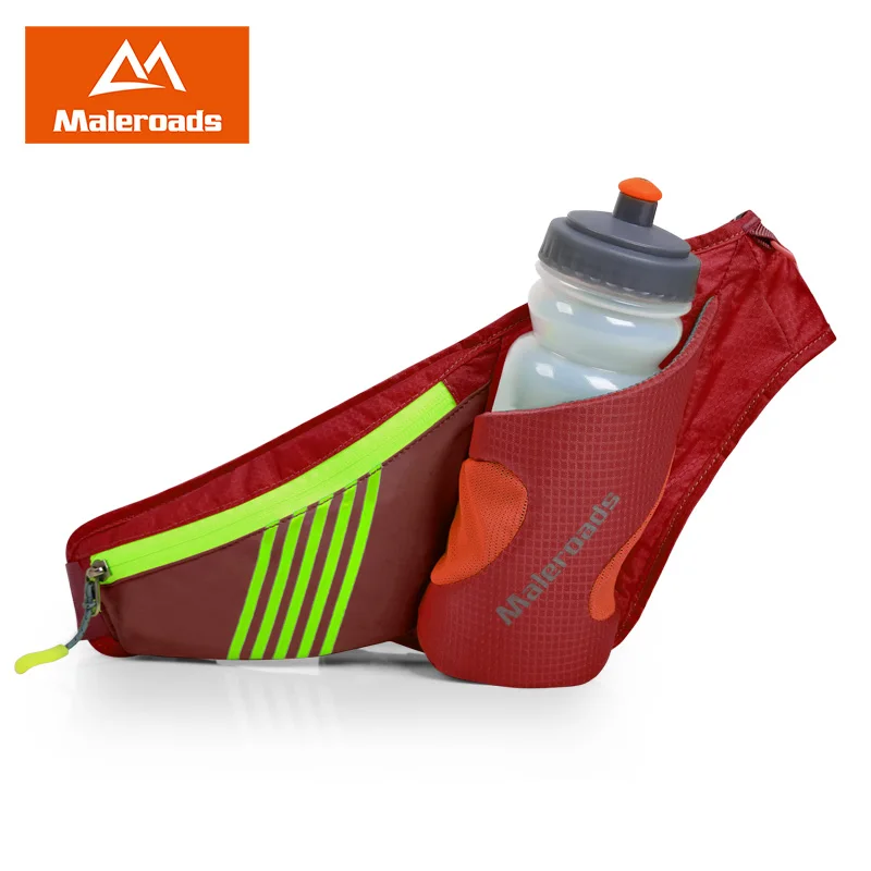 Забавная поясная сумка для бега с держателем бутылки водой черная велоспорта