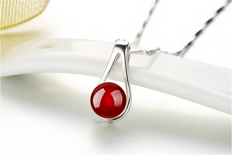 Модный новый черный и красный кулон из натурального камня для женщин ювелирные