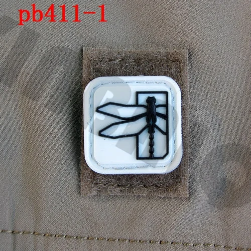 PB411 Luminous 3D ПВХ патч 2* шт Стрекоза логотип боевой мягкий корпус - Цвет: PB411 Luminous