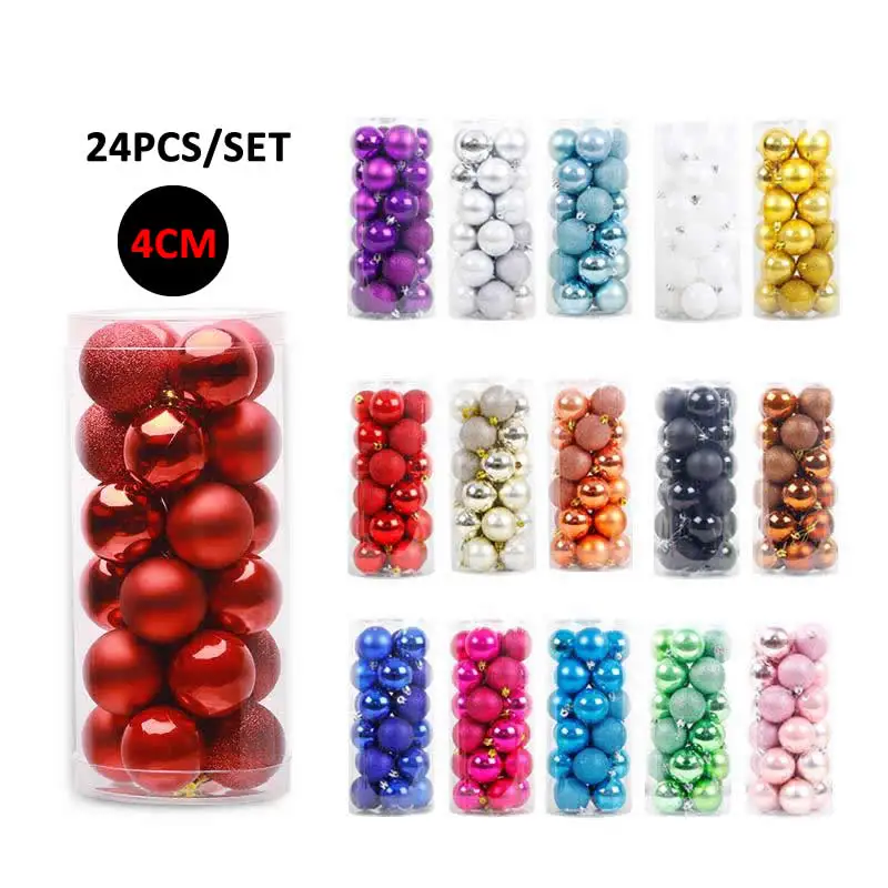 

24pcs/Lot 4cm/1.6Inch Color Decoration Ball Christmas Tree Hang Ornaments Shiny Bauble Ball For Home House Bar Party Decoration
