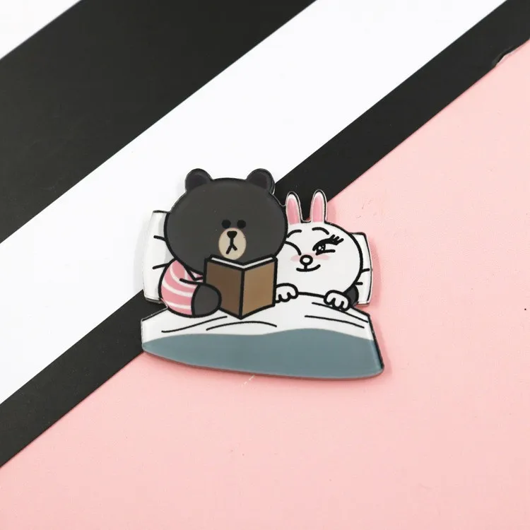 1 шт. мультфильм Kawaii лацкане коричневый медведь Конни Броши «кролик» брошь с животными Медведи Милый гризли панда лед медведь denimоптовая значки
