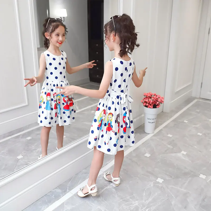 Платья в горошек для девочек-принцесс вечерние платья с героями мультфильмов