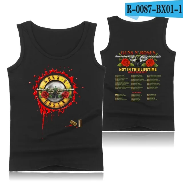 black GUNS N ROSES, панковские майки для фитнеса, майка без рукавов, летняя майка, майка для спортзала, Мужская одежда для бодибилдинга, ружья и розы - Цвет: black