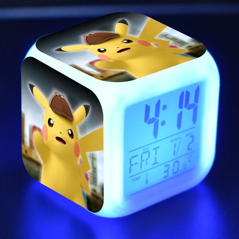 22 Цифровой Детский будильник Led reloj despertador мультфильм детектива Пикачу игрушки красочные светящиеся wekker настольные часы wake up светильник - Цвет: 22