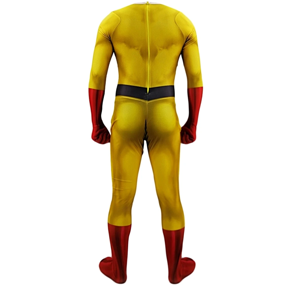 Anime ONE PUNCH MAN Costume Saitama Cosplay Male Men Boys Halloween Jumpsuit Outfits with Cloak Cape Full Set Kids Adult