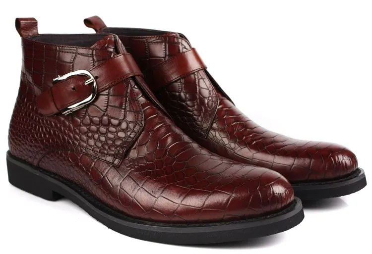 Мужские Ботильоны под крокодиловую кожу коричневые/черные ботинки из