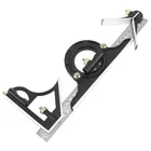 Регулируемая линейка 3 в 1, мульти-комбинация, квадратный угломер, транспортир, 300 мм, Измерительный набор, инструменты, Стандартный угол