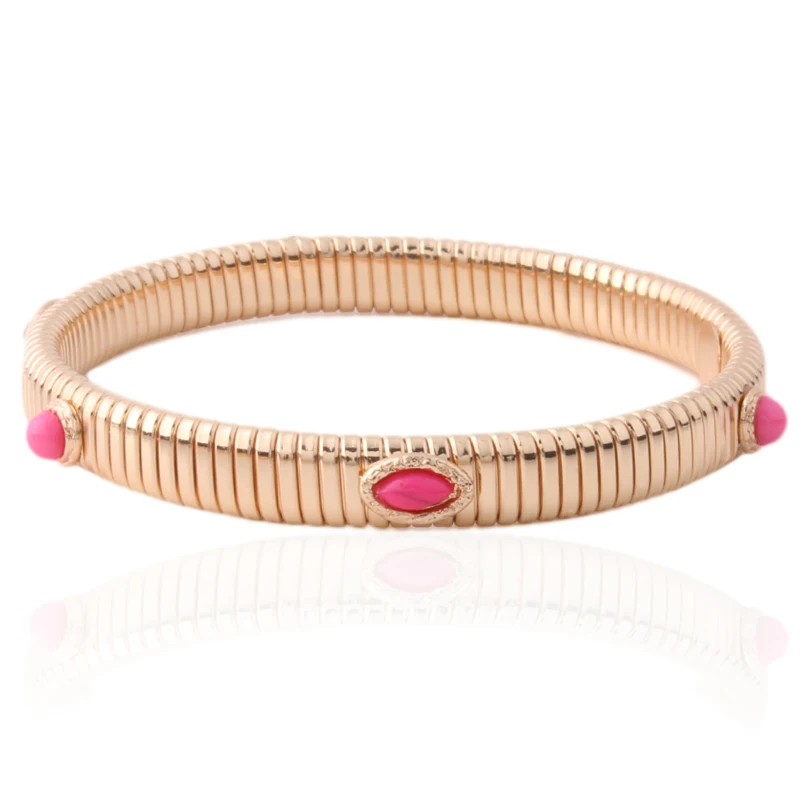 7mm rose 12 мм пружинная цепь браслет золото медь натуральные браслеты из камней Богемия де Мадера Pulseira браслет оптом - Окраска металла: 7mm rose