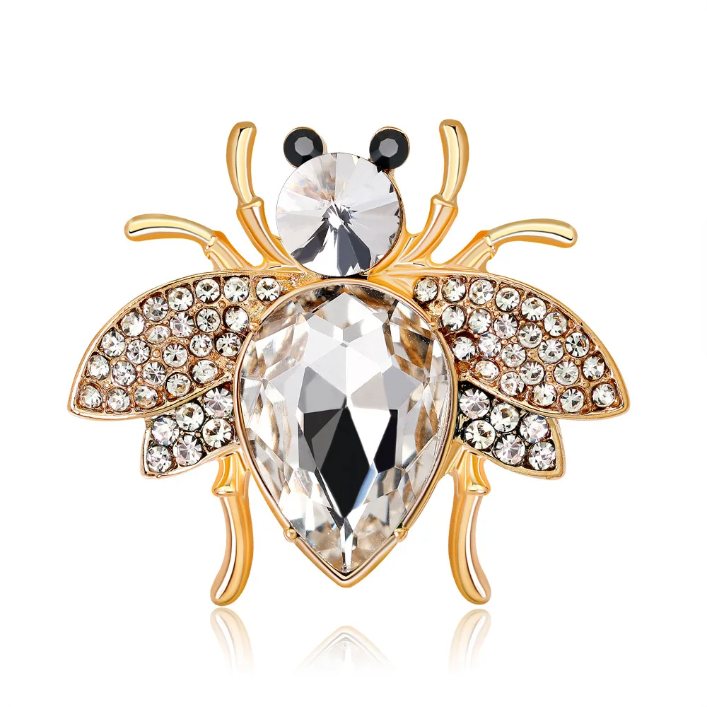 Enacolor Exquisite Insects Bee Brooch Vintage Rhinestone Broach Crystal Hijab Pin for Women Clothing Accessories Brosh | Украшения и
