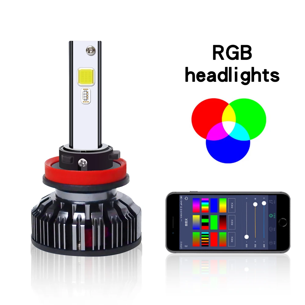 2x Новый светодиодный 6000 К автомобильный головной светильник s RGB Bluetooth управление