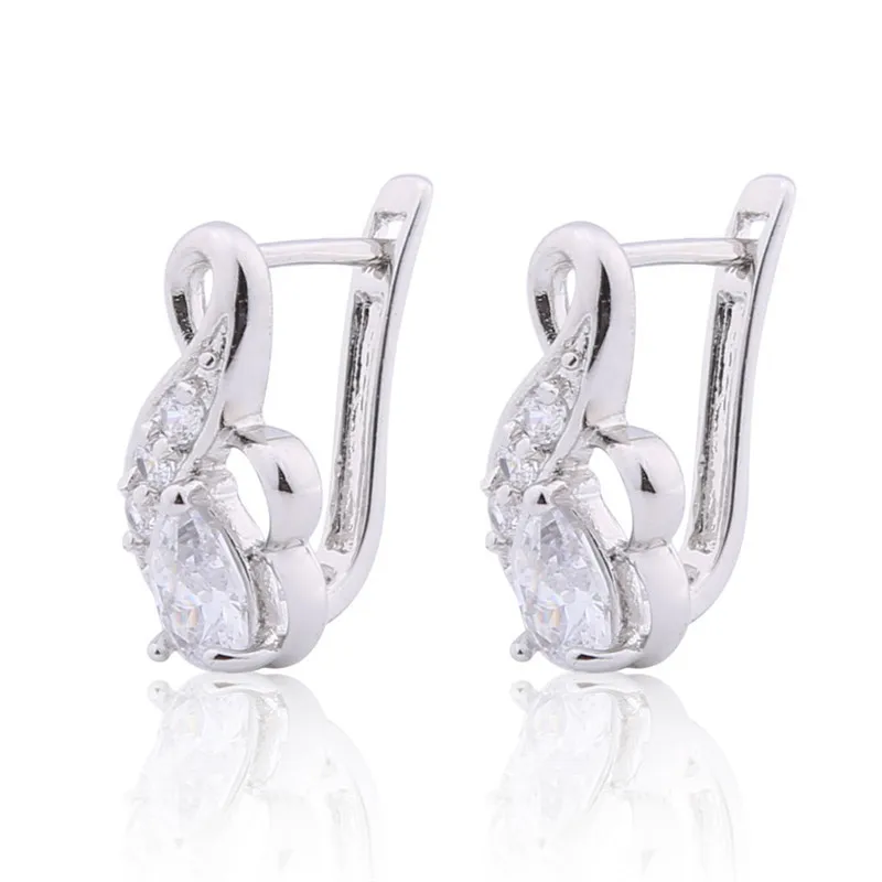 Женские маленькие серьги-кольца GULICX серьги золотого цвета с белым кристаллом и