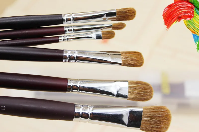 6 шт./компл. комплект отличное качество ласка кисть для масляной живописи