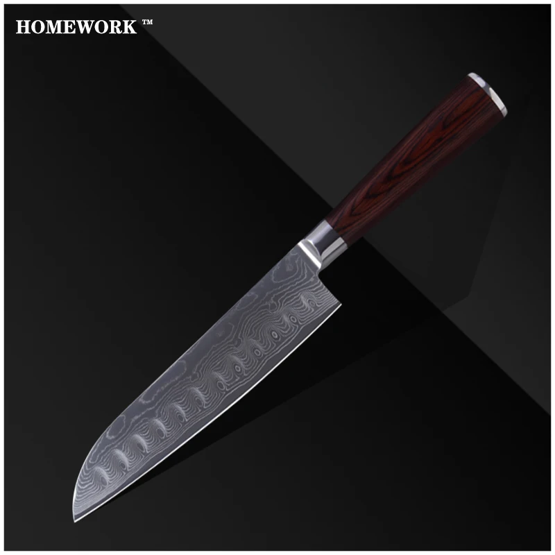 Горячие продажи Дамаск ножей 7 дюймов нож santoku 71 слоев из дамасской стали кухонные