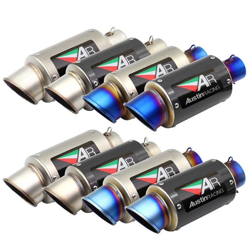 Inlet 51mm 61mm Motorcycle Exhaust Pipe Muffler AR Austin Racing Universal Carbon Fiber Motorbike Muffler Exhaust DB Killler