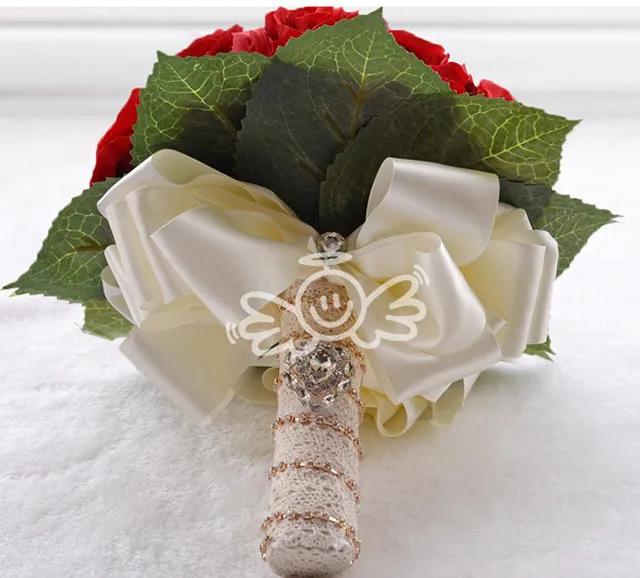 Искусственного шелка белый красный розовая роза свадебные украшения невесты