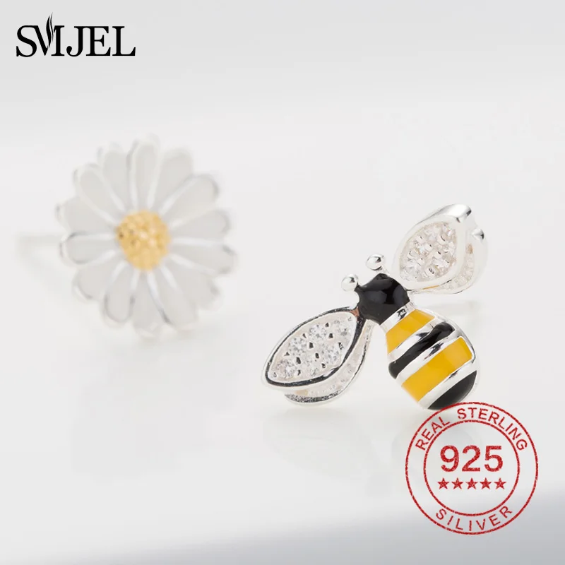 Женские серьги гвоздики в виде пчелы SMJEL серебро 925 пробы|Серьги-гвоздики| |