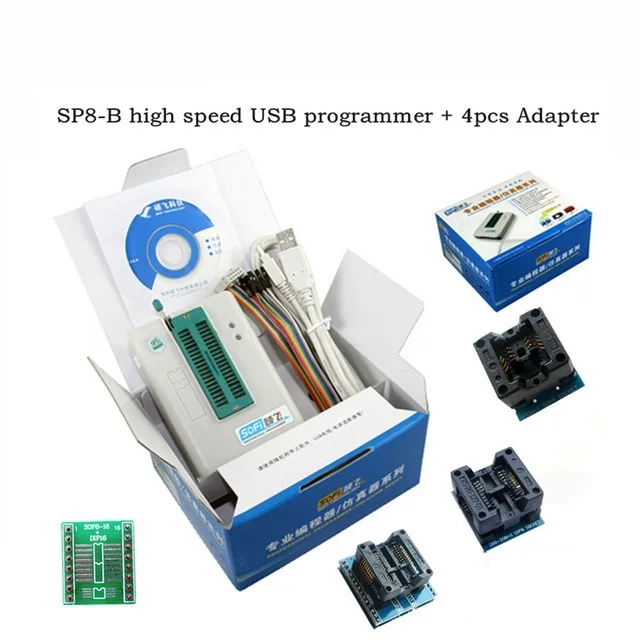 Высокая скорость! Usb программатор SOFI SP8-B + адаптер 4cs (93/24/25/BR90/ flash eeprom) | Автомобили и