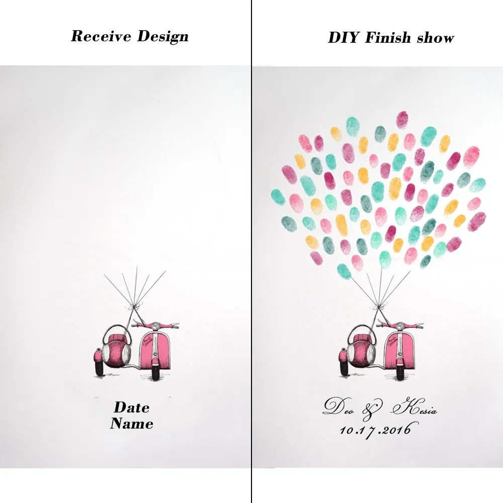 Персонализированная Свадебная Гостевая книга картина с отпечатком пальца