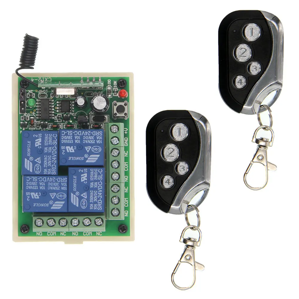 Беспроводной радиочастотный передатчик 12 В 24 4 канала 10 А|4 ch receiver|radio relay 12vremote switch