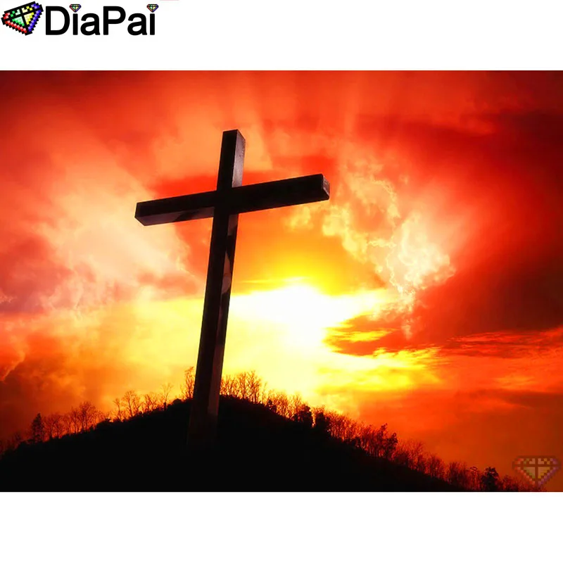

DIAPAI 100% Full Square/Round Drill 5D DIY Diamond Painting "Cross sunset" Diamond Embroidery Cross Stitch 3D Decor A19137