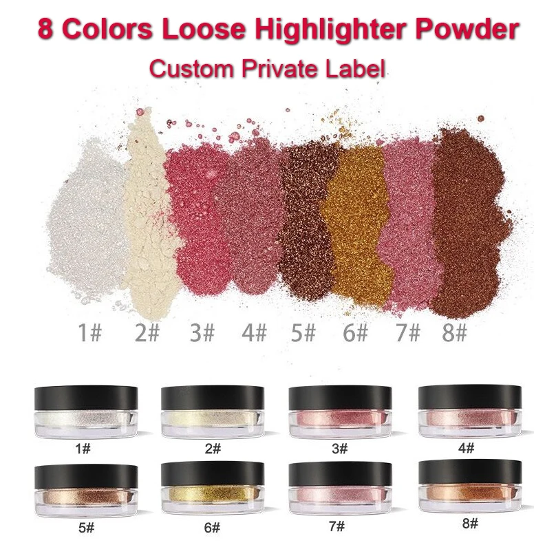 Индивидуальная торговая марка 8 цветов макияж свободный хайлайтер пудра