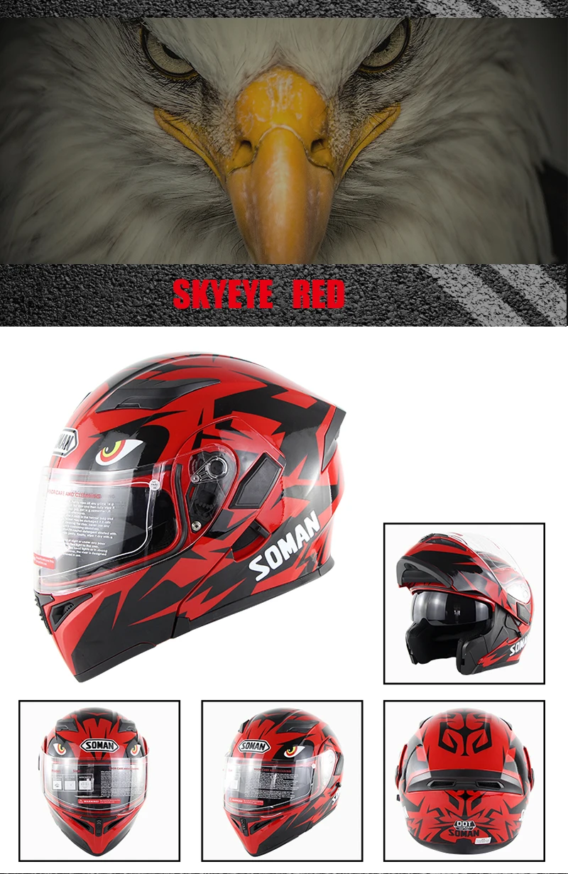 Soman двойные Козырьки мотоциклетный полный шлем флип-ап мотоцикл Casco Анти-туман и анти-УФ Capacetes Dot ECE одобрение Skyeye
