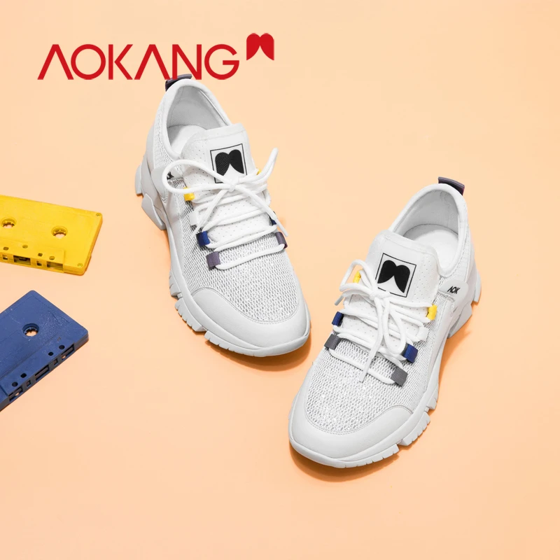AOKANG/женская повседневная обувь модная дышащая прогулочная из сетчатого