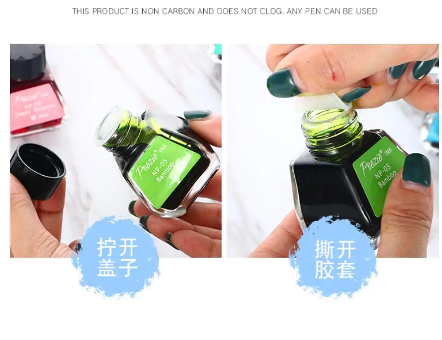Стеклянная авторучка чернильная бутылка POEZIE INK-30ml 20 цветов на выбор школьные и