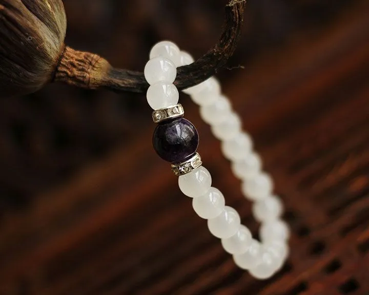 Новые летние высококачественные натуральные белые браслеты из халцедона и