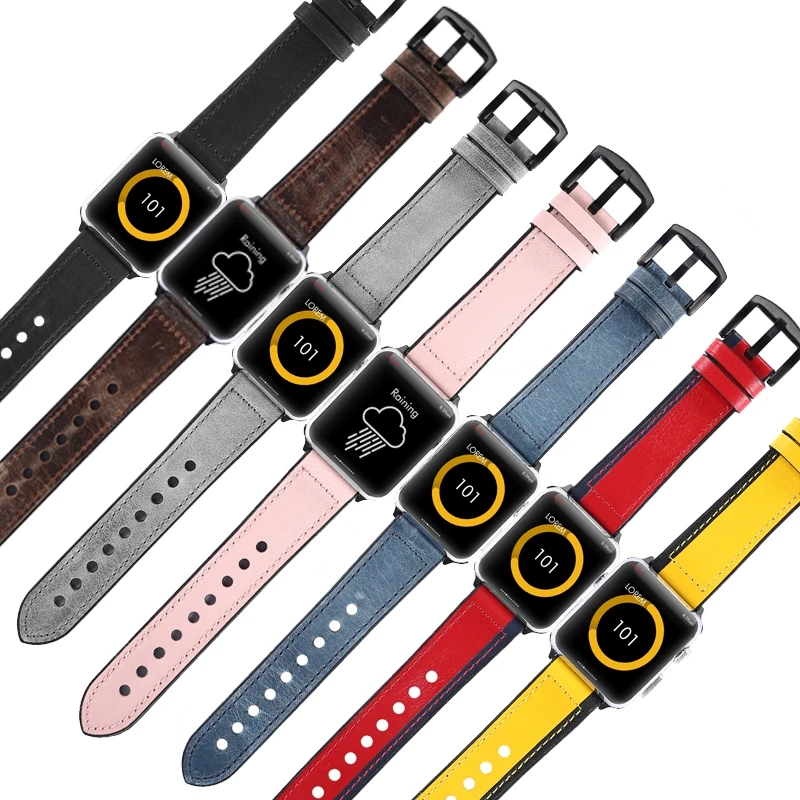 Модный силиконовый кожаный ремешок для Apple watch series 4/3/2/1 42mm3 8/44/40 мужчин и женщин