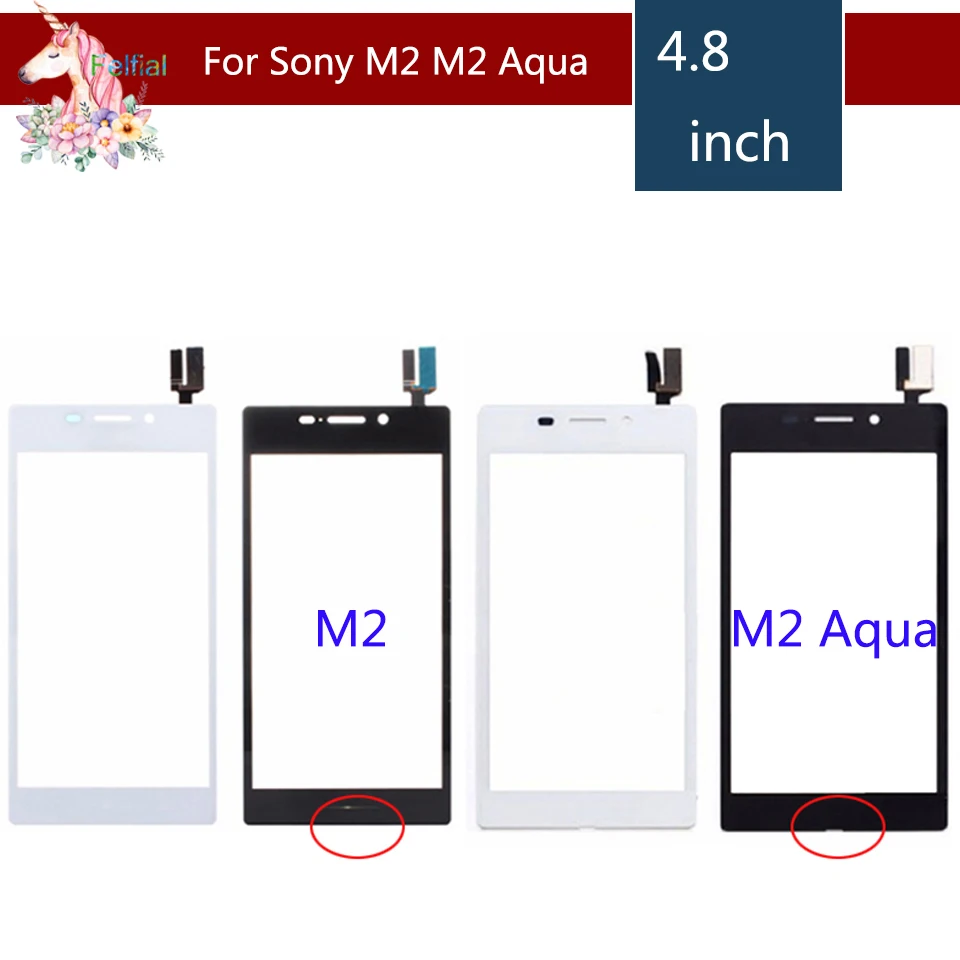 Сенсорный Экран 4, 8 дюйма для Sony Xperia M2 S50H D2302 D2303 D2305 D2306 или M2 Aqua D2403, дигитайзер, переднее стекло, сенсорная панель объектива, 10 шт.
