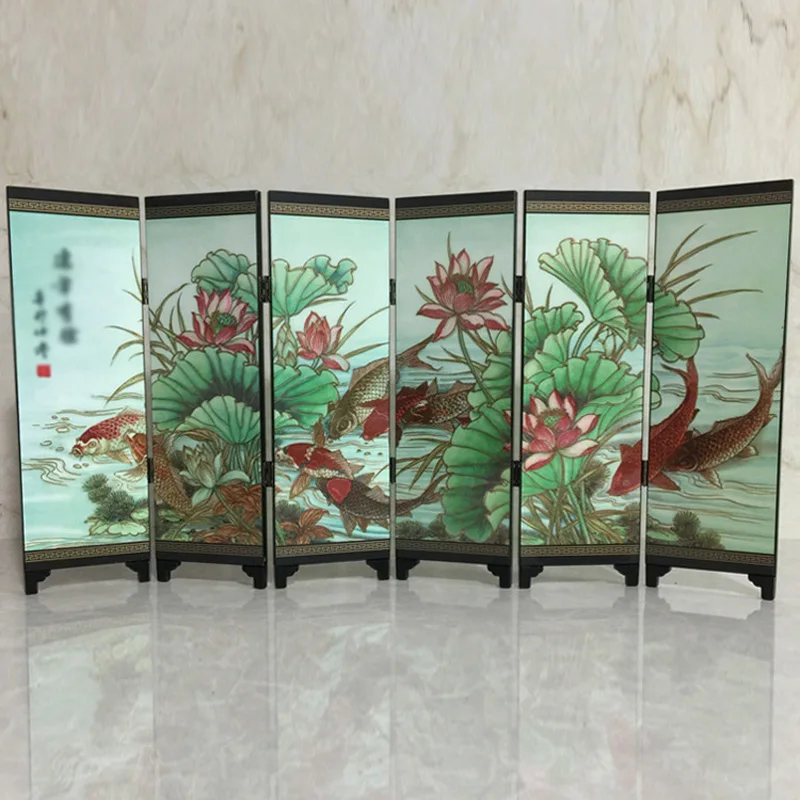 Настольные украшения китайское искусство ремесло лак мини складной экран дерево