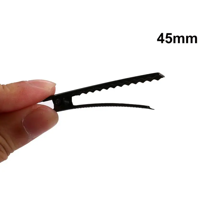 50PCS 6 Sizes Black Hair Clips Small Medium Lot Silver Crocodile Alligator Bow Blank 2U928 | Красота и здоровье