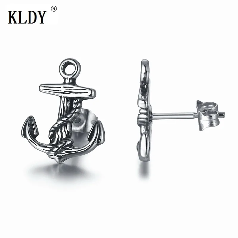 Серьги KLDY для Хэллоуина мужские серебряные серьги шпилька в виде якоря стиле