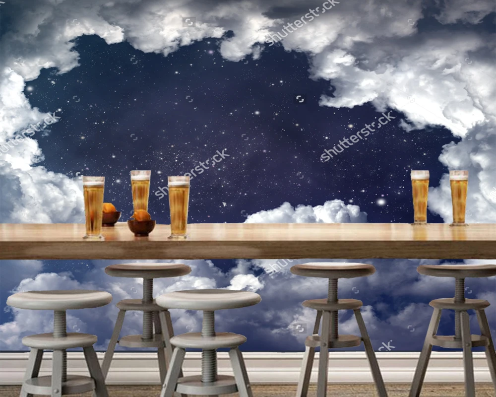 Потолочные обои на заказ фотообои с изображением звездного космоса для гостиной