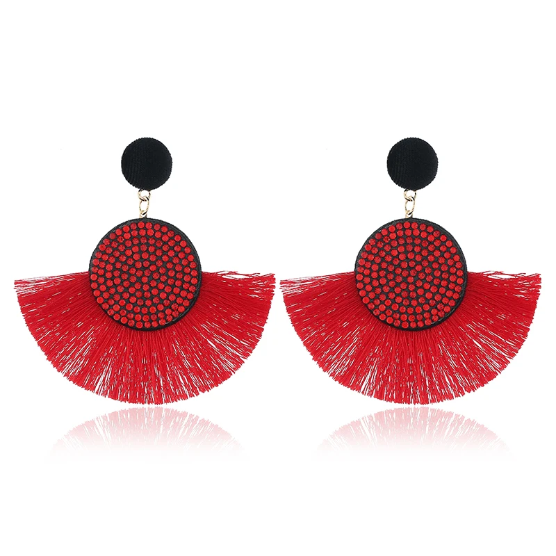 Красные богемные серьги для женщин Эффектные 2019 Ручной Работы Висячие