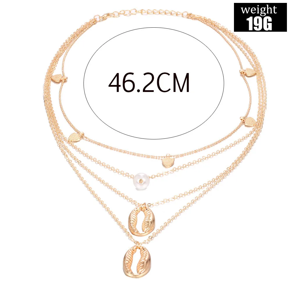 MLING Vintage Gold Multilayer Choker Necklace Bohemian Irregular Pearl Heart Shell Pendant For Women | Украшения и аксессуары