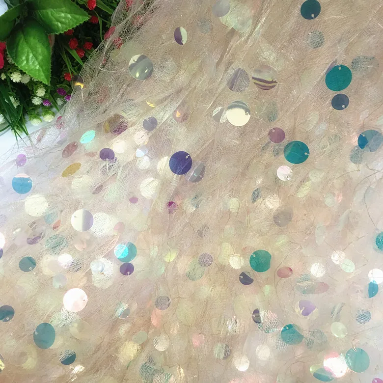 100*130cm Sequin Fabric Sparkly Dot Mesh for Dresses Performance Fahion Clothing | Дом и сад