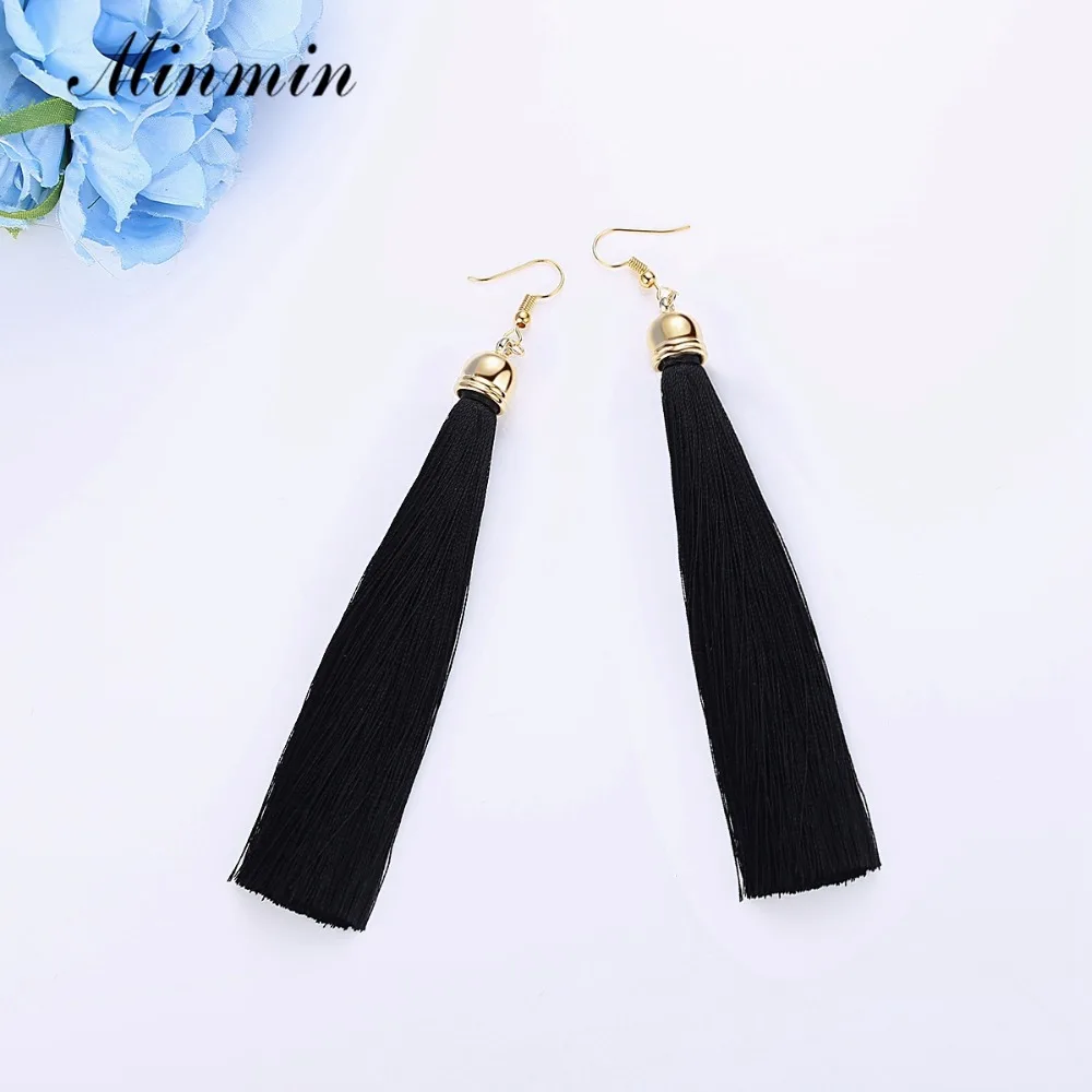 Minmin 5 Цвета богемные длинные кисточки свисающие серьги для женщин висячие Ретро