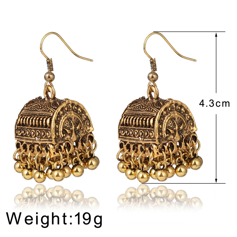 Индийские Jhumka серьги «Слоник» цыганские ювелирные изделия в стиле ретро этнические бусины в античном стиле висячие серьги с кисточками для женщин богемный подарок