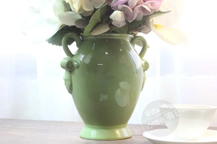 Общая Цветочная зеленая керамическая ваза Амфора вставляемая в цветочные горшки
