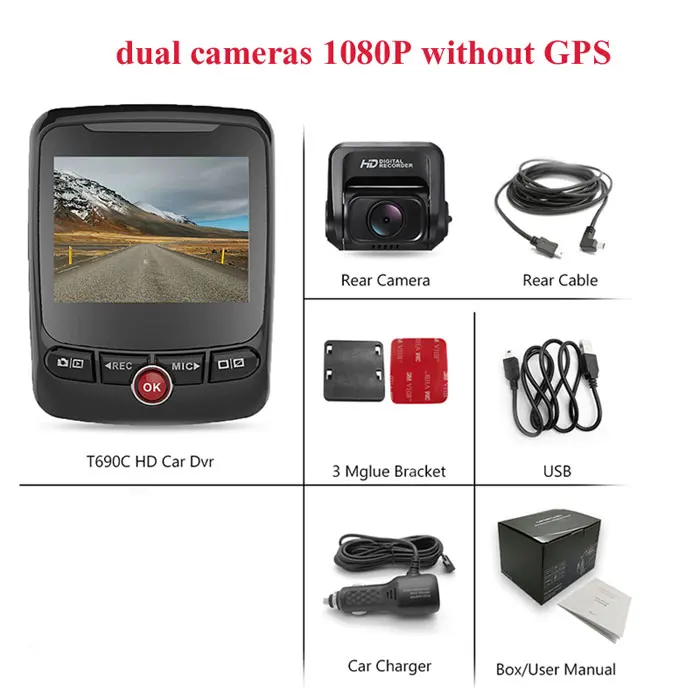 4k dash cam две камеры для передней и задней двойной Full HD 1080P Автомобильный видеорегистратор ночное видение Gsensor водительский рекордер - Название цвета: Dual 1080P Cam