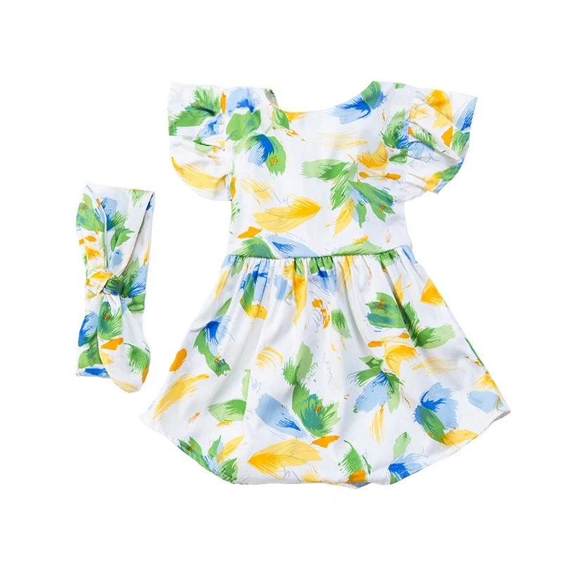 Оптовая продажа 10 Шт./лот Новорожденных Девочек Наряды Свежие Листья Цветочные