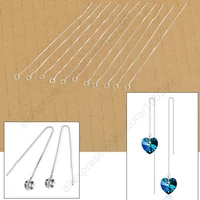 20 pcs lot real 925 sterling silver long thread ear chains for women dangle earrings diy finding accessories