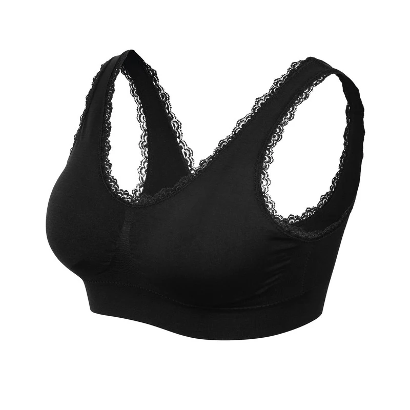 WANAYOU Lace Solid Sports Bra,Plus Size XXL XXXL U Back Seamless Sports Bra Top,Padded Wirefree Breathable Yoga Bra for Women