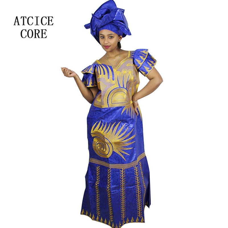 Африканское платье для женщин Роскошное дизайнерское с вышивкой Базина длинное