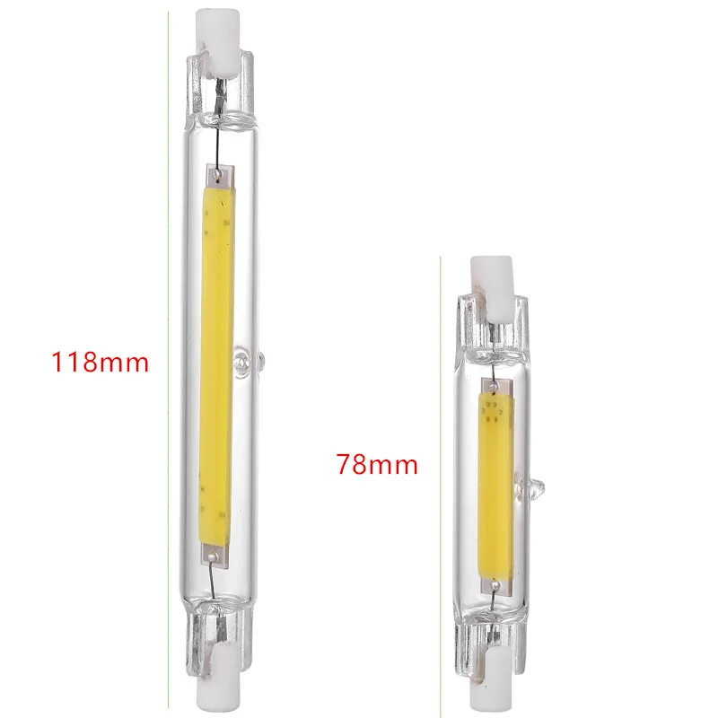 Dimmable R7S COB светодиодный светильник стеклянная лампочка трубка для замены галогенного света точечный свет 78 мм 118 мм AC 110V 220V Энергосберегающее Освещение