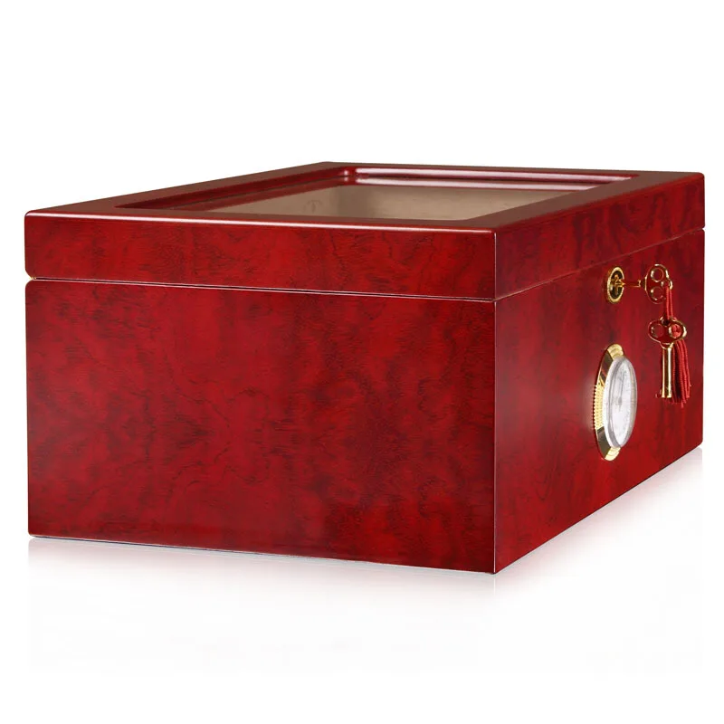 Стеклянная верхняя humidor деревянная испанская кедровая Коробка Для Хранения Сигар с подносом